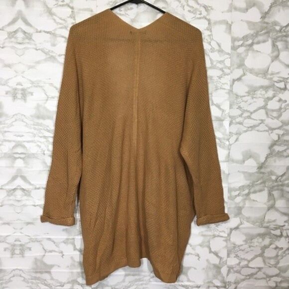 Staccato Tan Open-Front Long Knit Cardigan M/L Oversized Layering Sweater - Picture 2 of 12